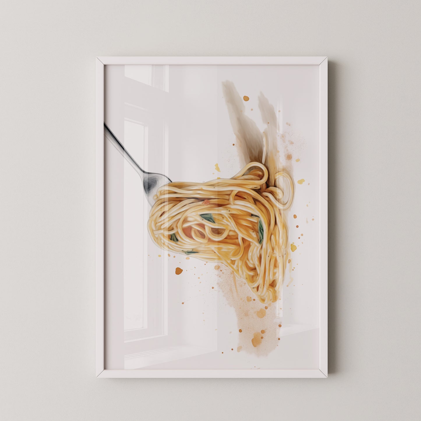 Spaghetti Gabel Aquarell