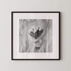 Weiße Tulpen Bouquet Schwarzweiß