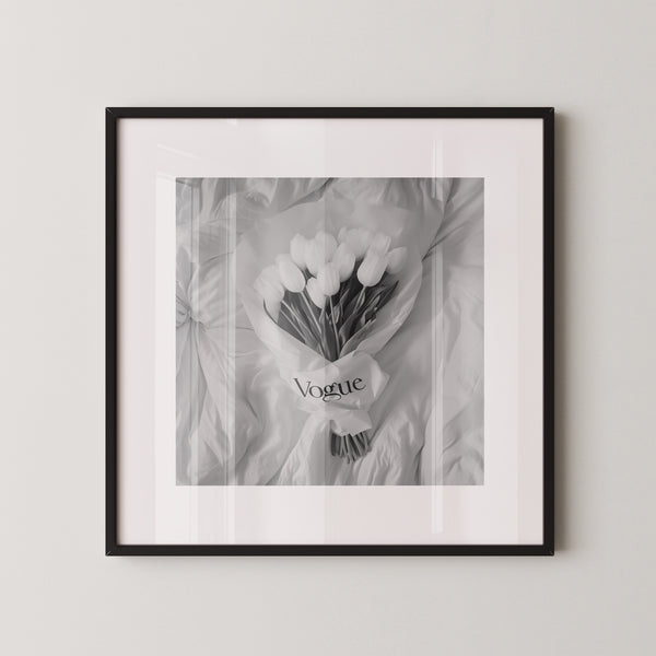 Weiße Tulpen Bouquet Schwarzweiß