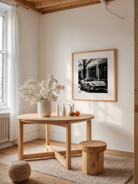 Sportwagen Sonnenlicht Schwarzweiß