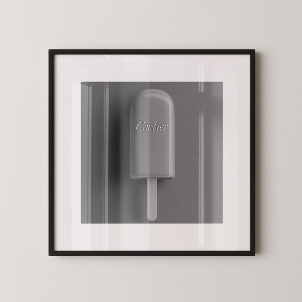 Graues Eis am Stiel Minimalistisch