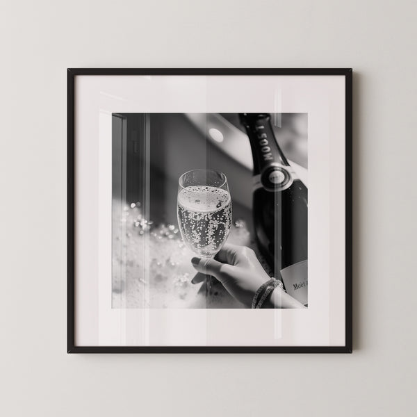 Champagner Glas Schwarz-Weiß