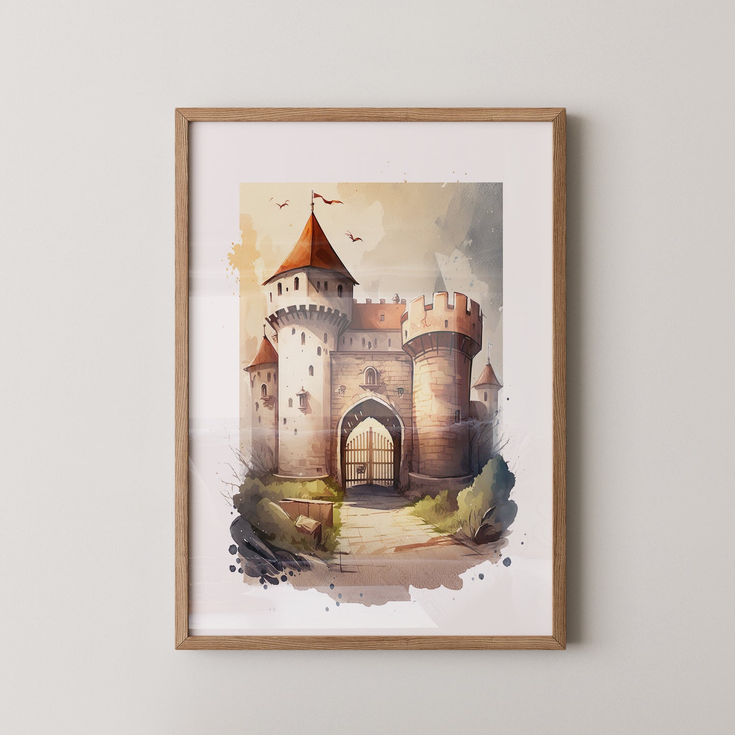 Mittelalterliche Burg Aquarellstil