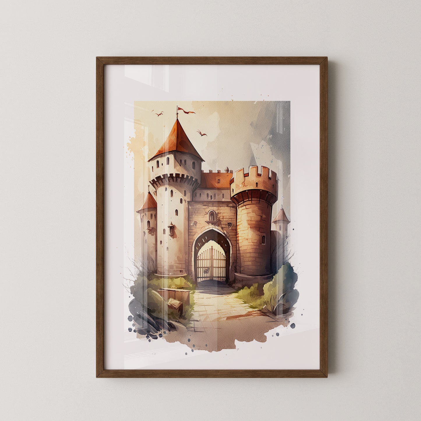 Mittelalterliche Burg Aquarellstil