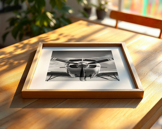 Flugzeug Propeller Frontalansicht S/W