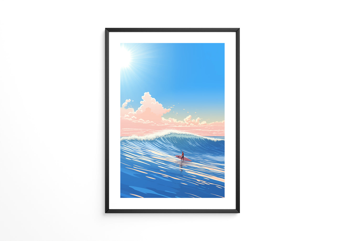 Surfer Welle pastellfarben