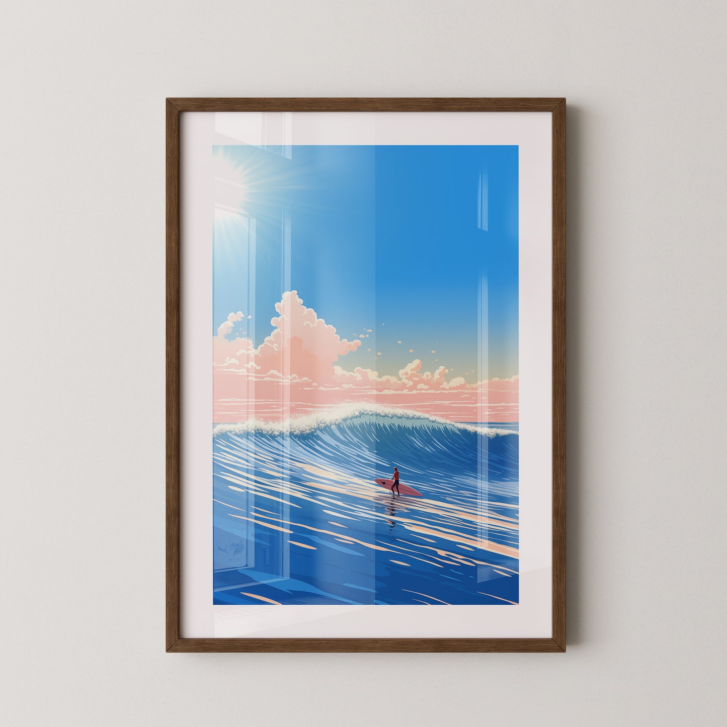 Surfer Welle pastellfarben