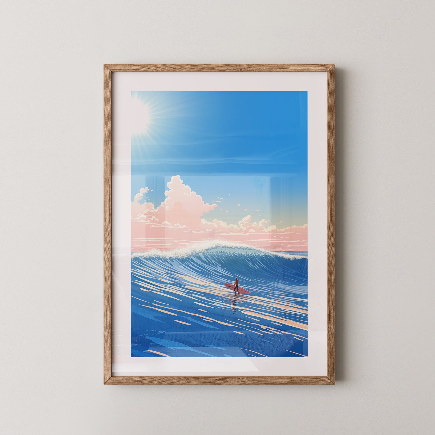 Surfer Welle pastellfarben