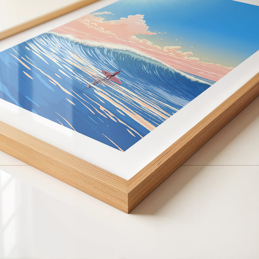 Surfer Welle pastellfarben