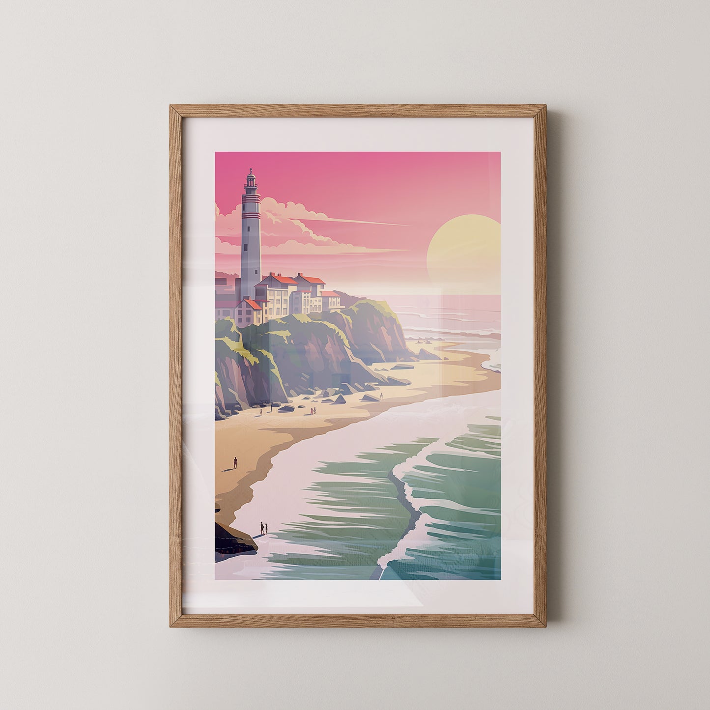 Leuchtturm Meer Sonnenuntergang Pastell