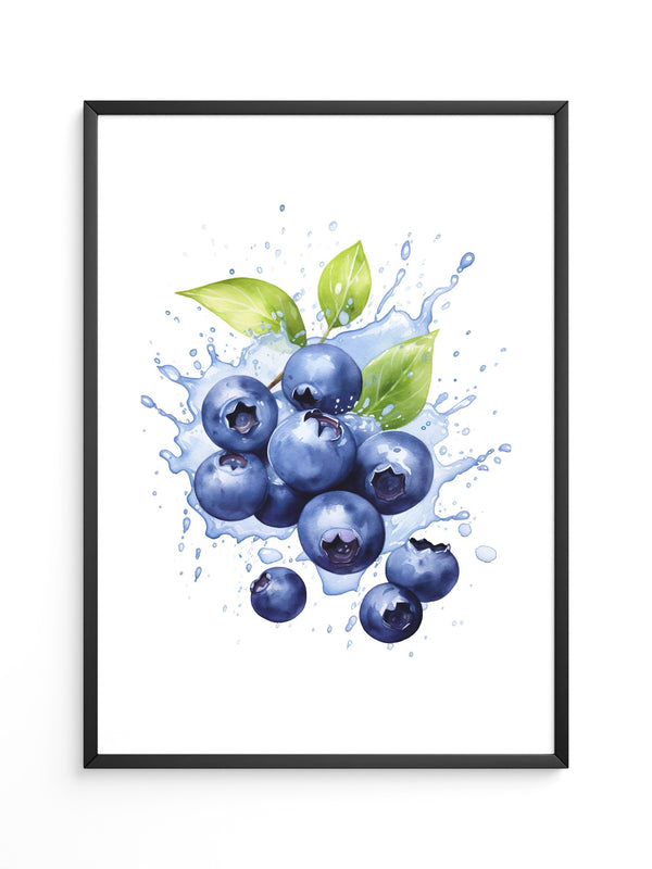 Blaubeeren Splash Aquarell