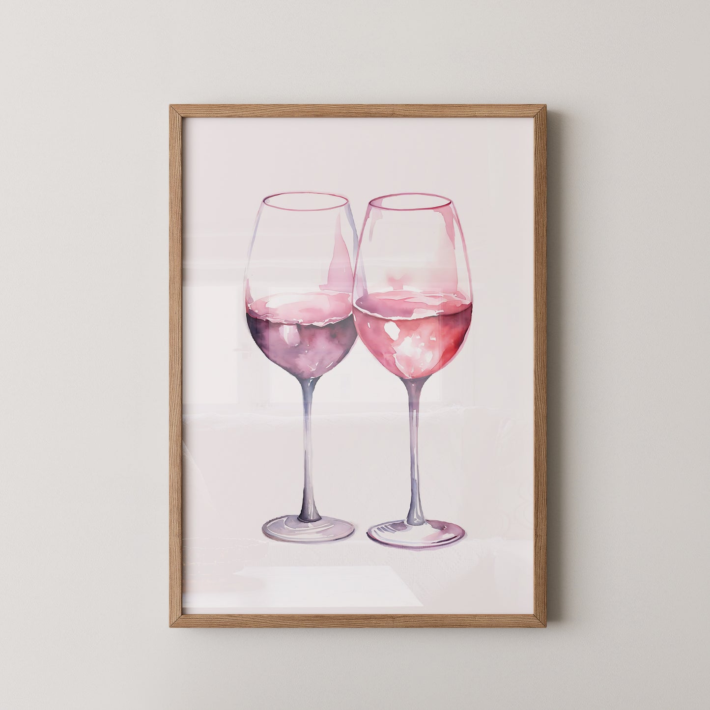 Weingläser Aquarell rot-rosa