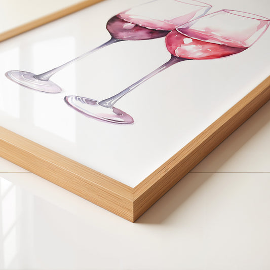 Weingläser Aquarell rot-rosa