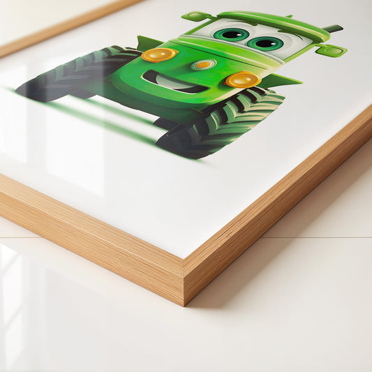 Niedlicher Traktor Gruen Gesicht