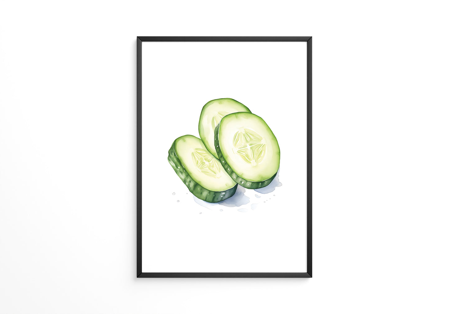 Gurkenscheiben Aquarell Frisch
