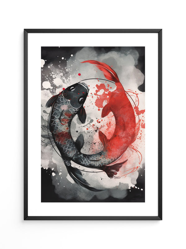 Koi Fische Rot Schwarz Splatter