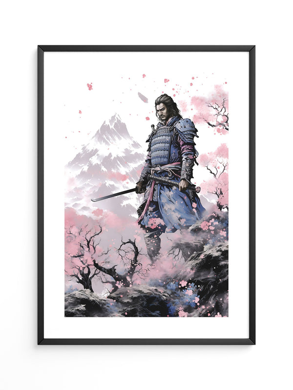 Samurai Blütenpracht Bergsilhouette