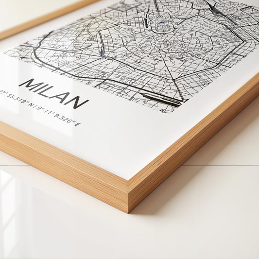 Mailand Stadtplan Schwarz-Weiß