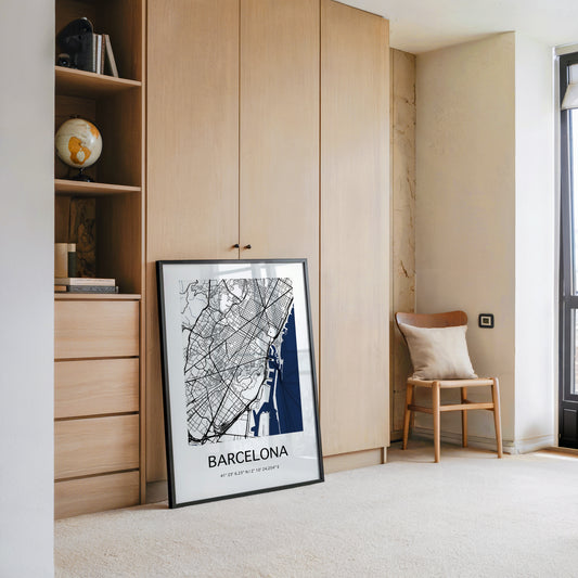 Barcelona Stadtkarte Blau Weiß