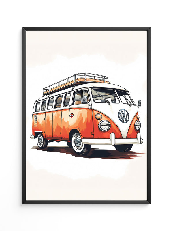 Retro Bulli Aquarell Look