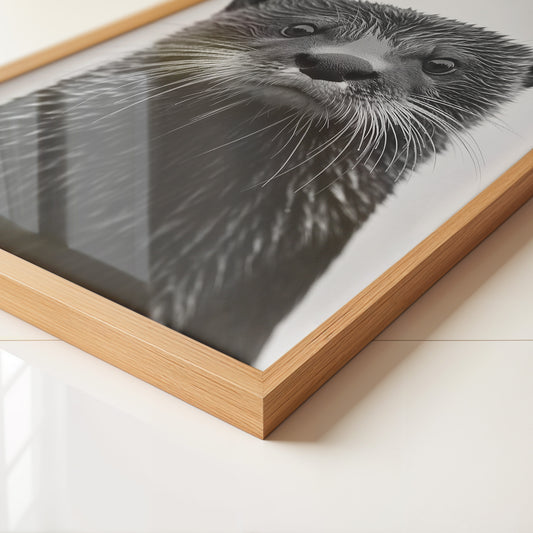 Otter Porträt Schwarzweiß