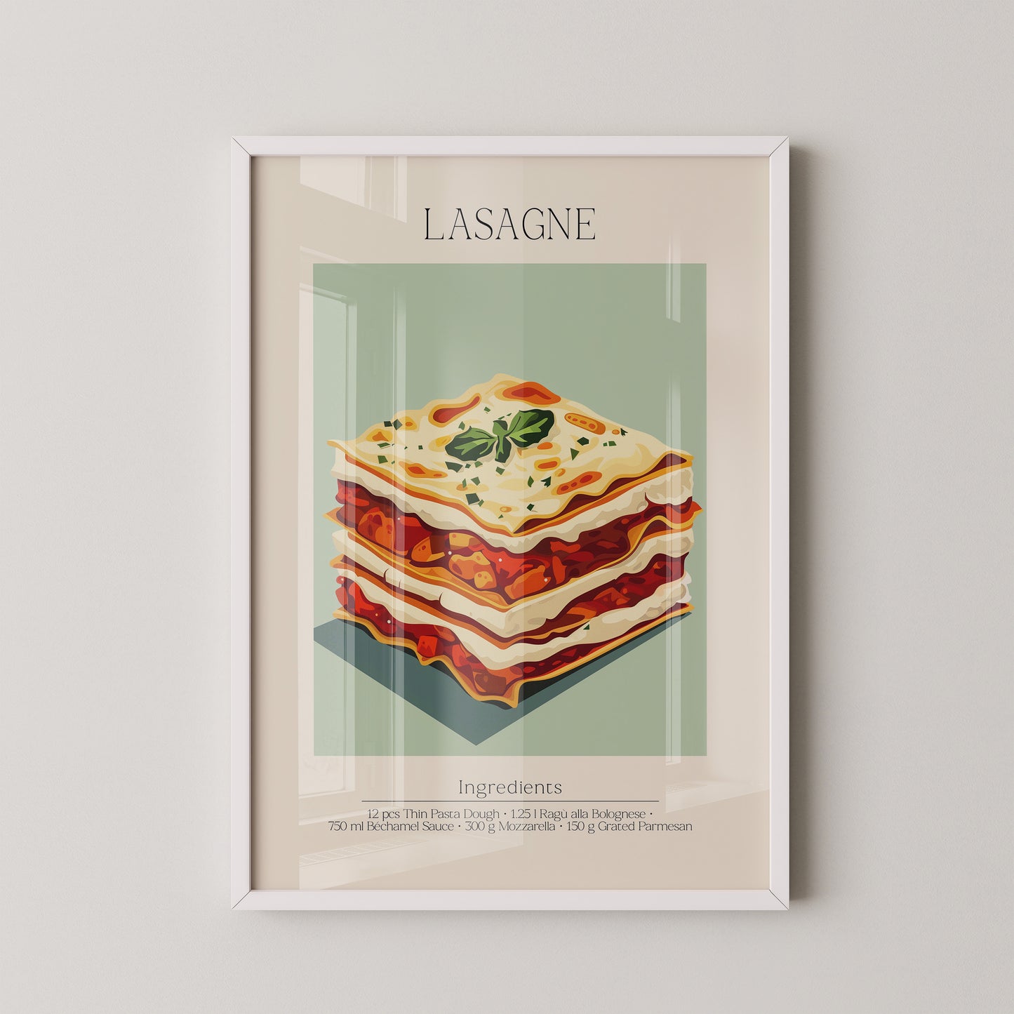 Lasagne Illustration Pastellfarben