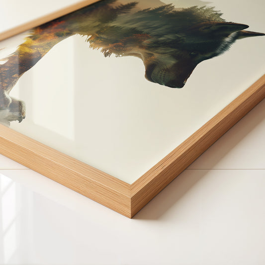 Wolf Landschaft Doppelbelichtung