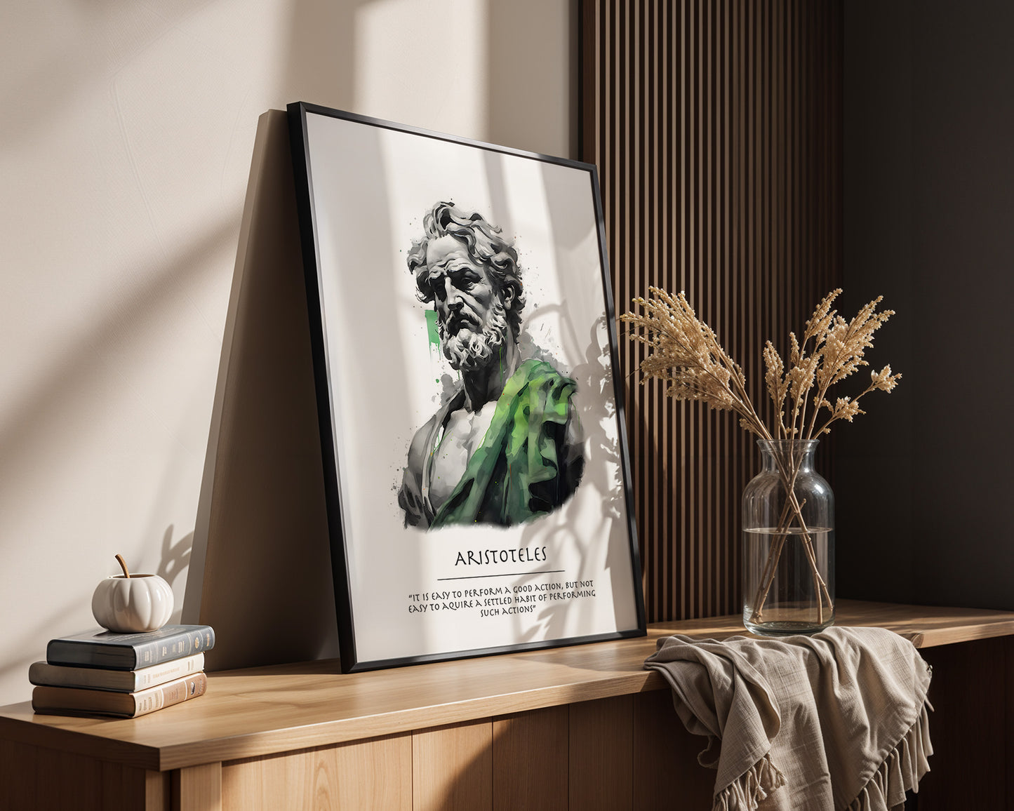 Philosoph Statue Grüne Akzente
