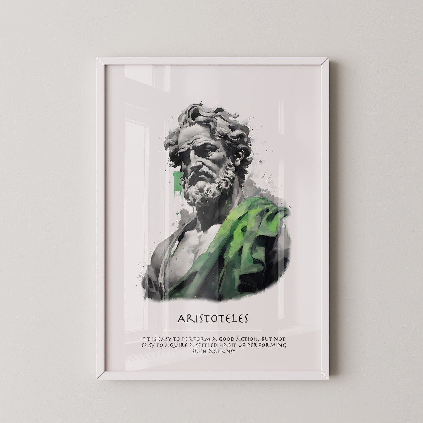 Philosoph Statue Grüne Akzente