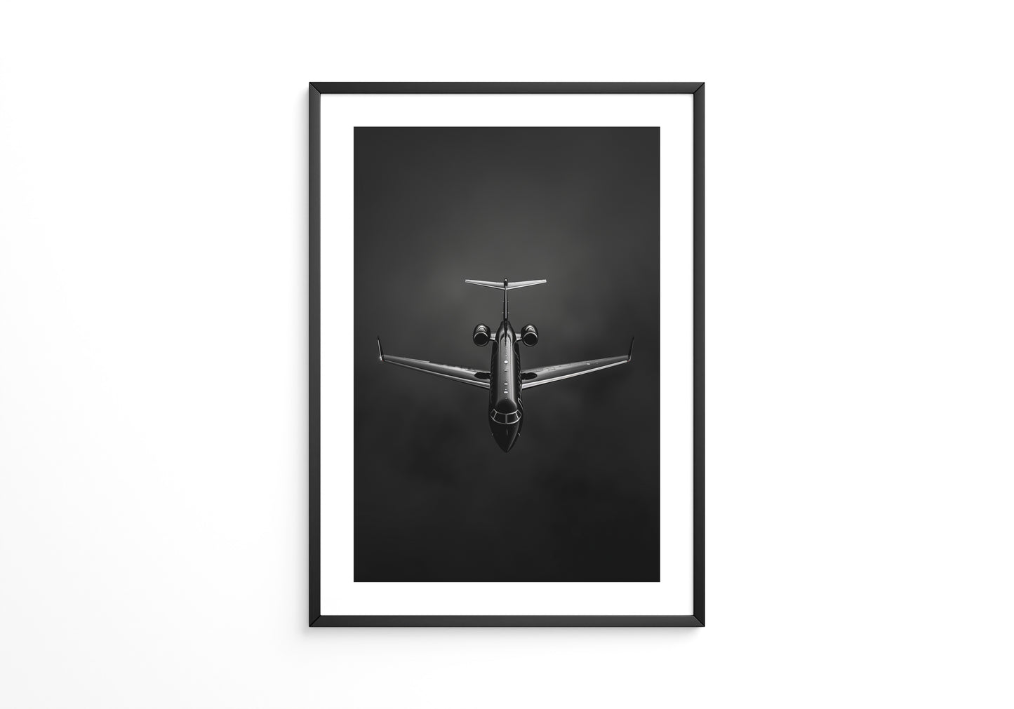 Flugzeug Draufsicht Schwarz-Weiß