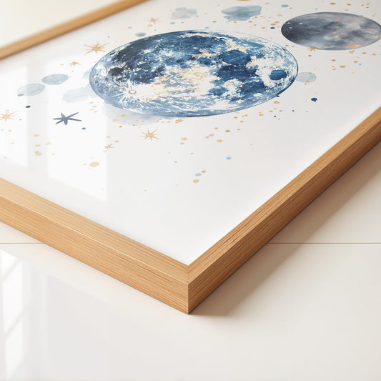 Mond Aquarell Gold Akzente