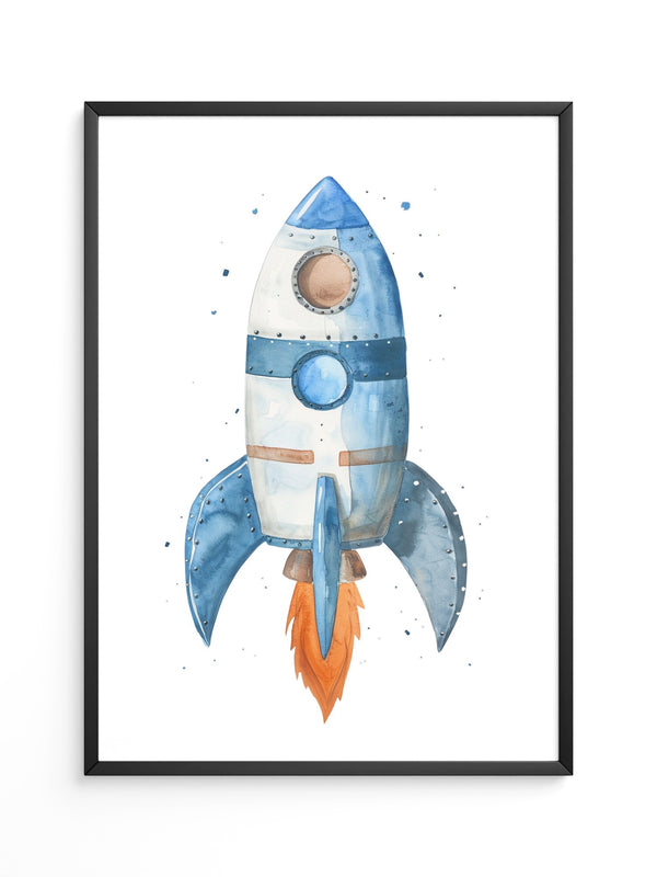 Rakete Aquarell himmelblau