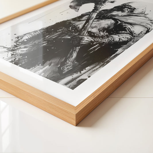 Axtkämpfer im Tintenstil