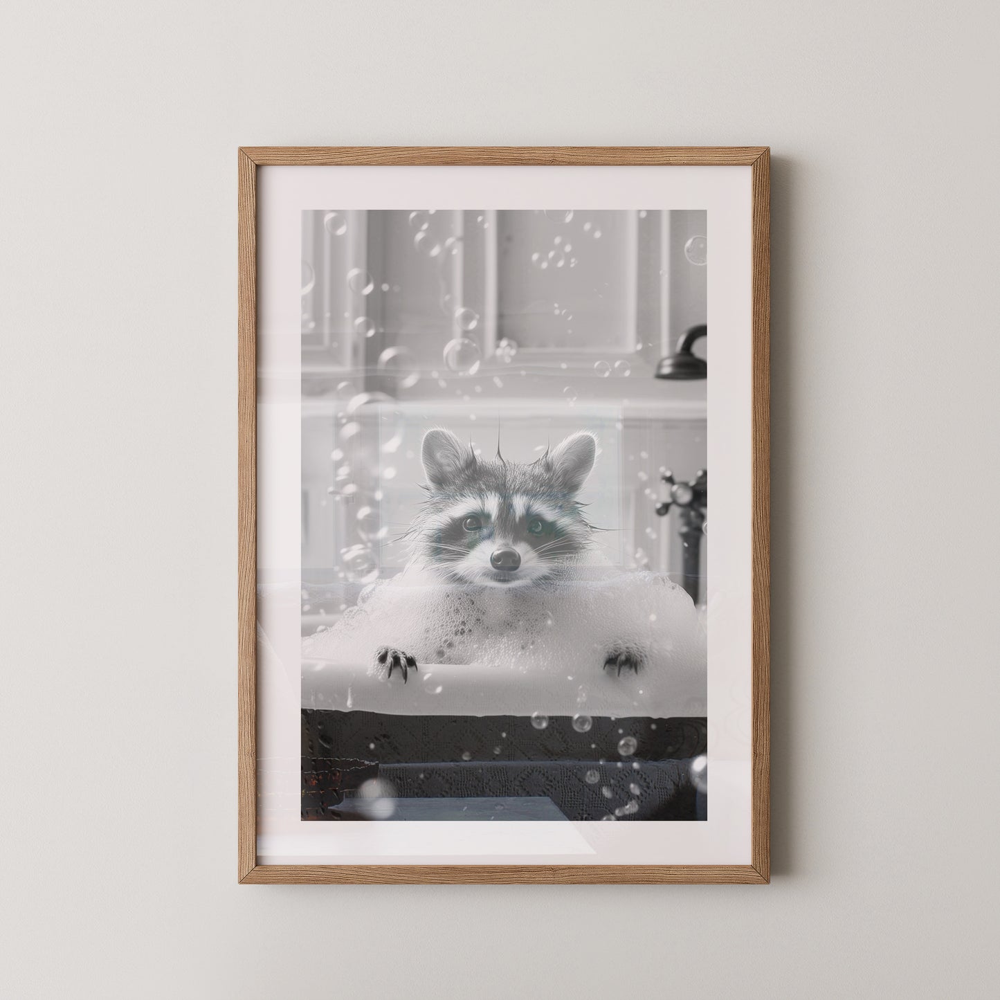 Kleiner Waschbär Badewanne Seifenblasen