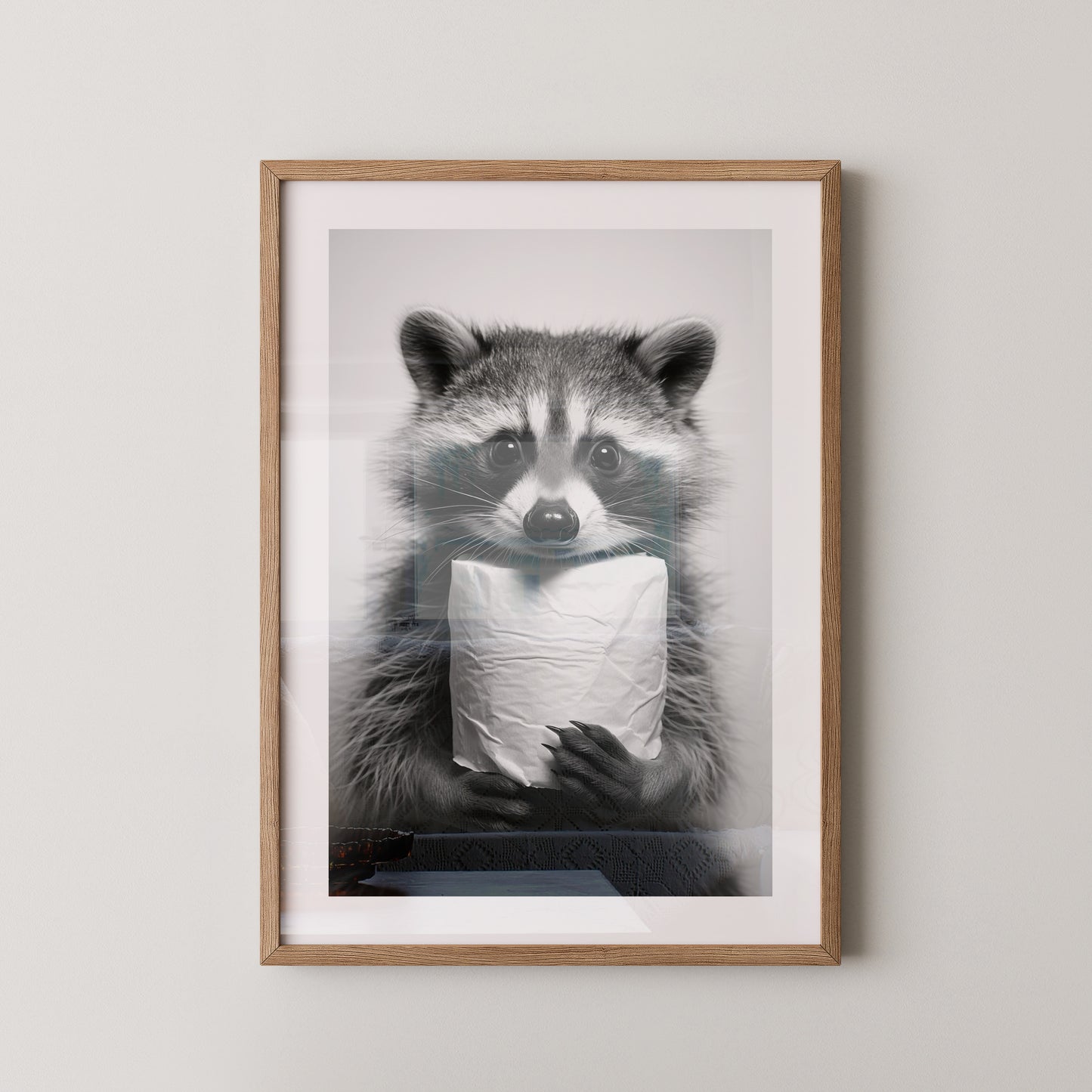 Waschbär Schwarzweiß Humor