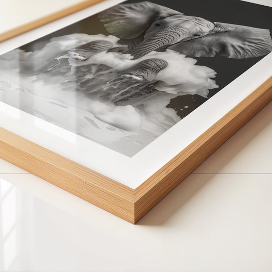 Elefant Schaum schwarzweiß