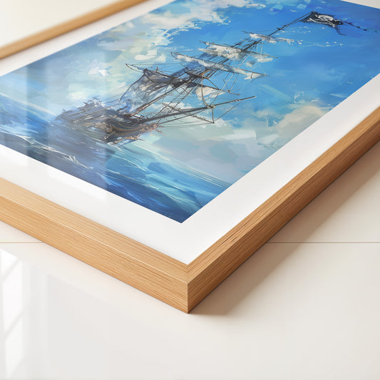 Piraten-Schiff blaue Malerei