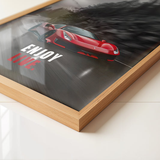 Roter Sportwagen Regenstraße