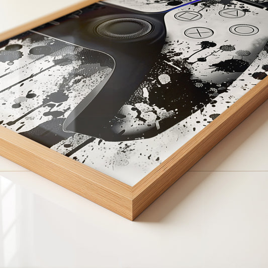 Controller Tinte Spritzer Schwarzweiß