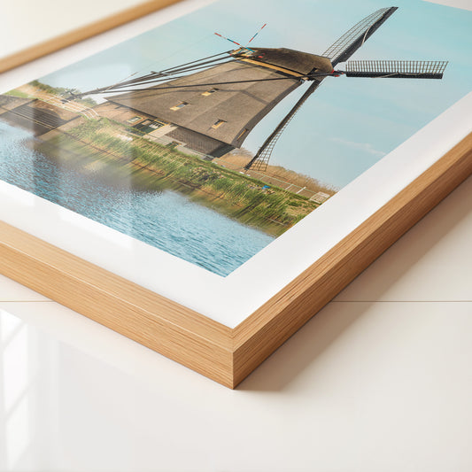 Windmühle Landschaft Pastellblau