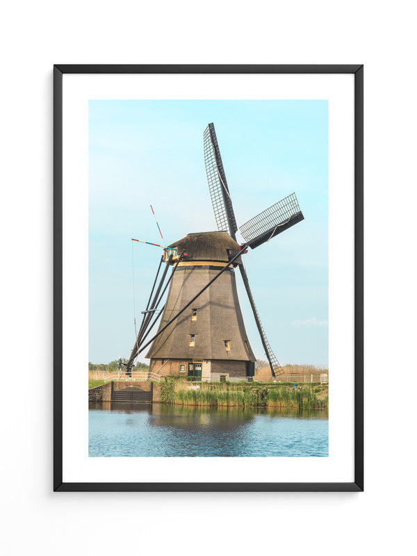 Windmühle Landschaft Pastellblau