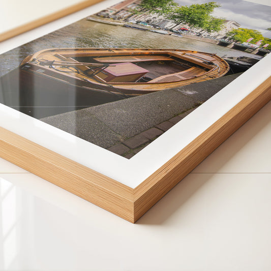 Holzboot Kanalansicht Amsterdam