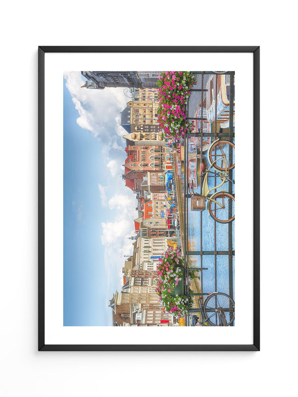 Fahrrad Brücke Blumen Holländisch