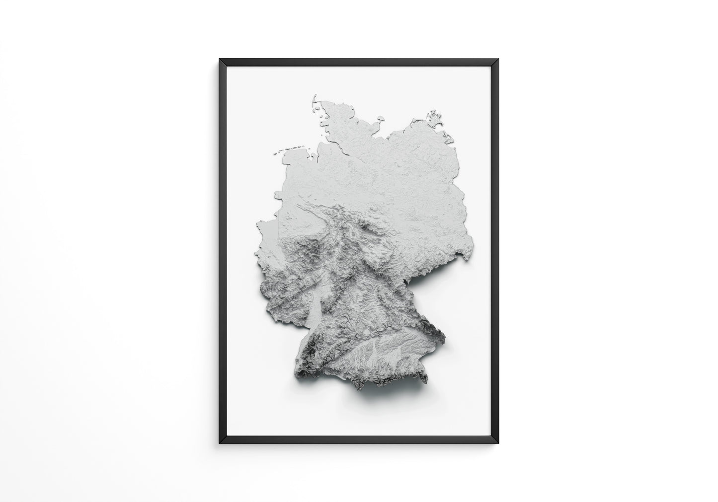 Deutschland Reliefkarte Grautöne