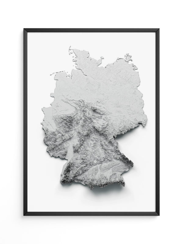 Deutschland Reliefkarte Grautöne