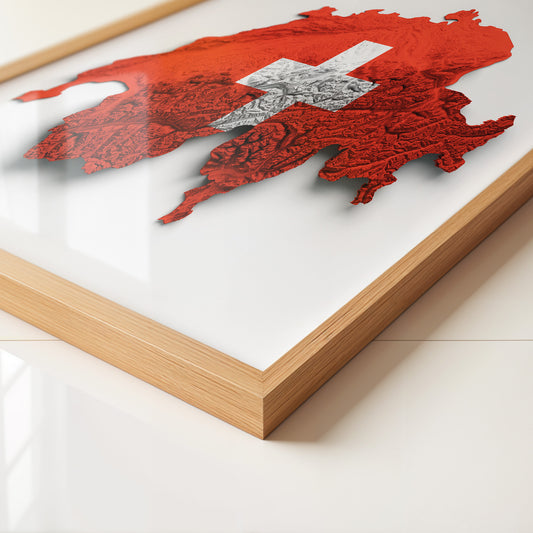 Schweiz Landkarte Relief Rot