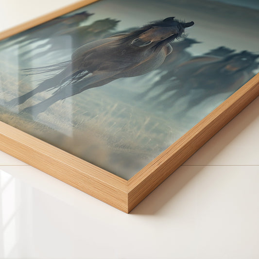 Pferdeherde Nebel Stimmung