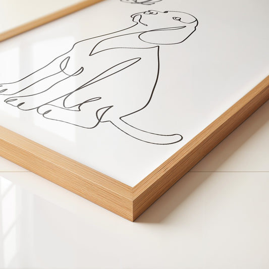 Hund Schmetterling Einlinienstil