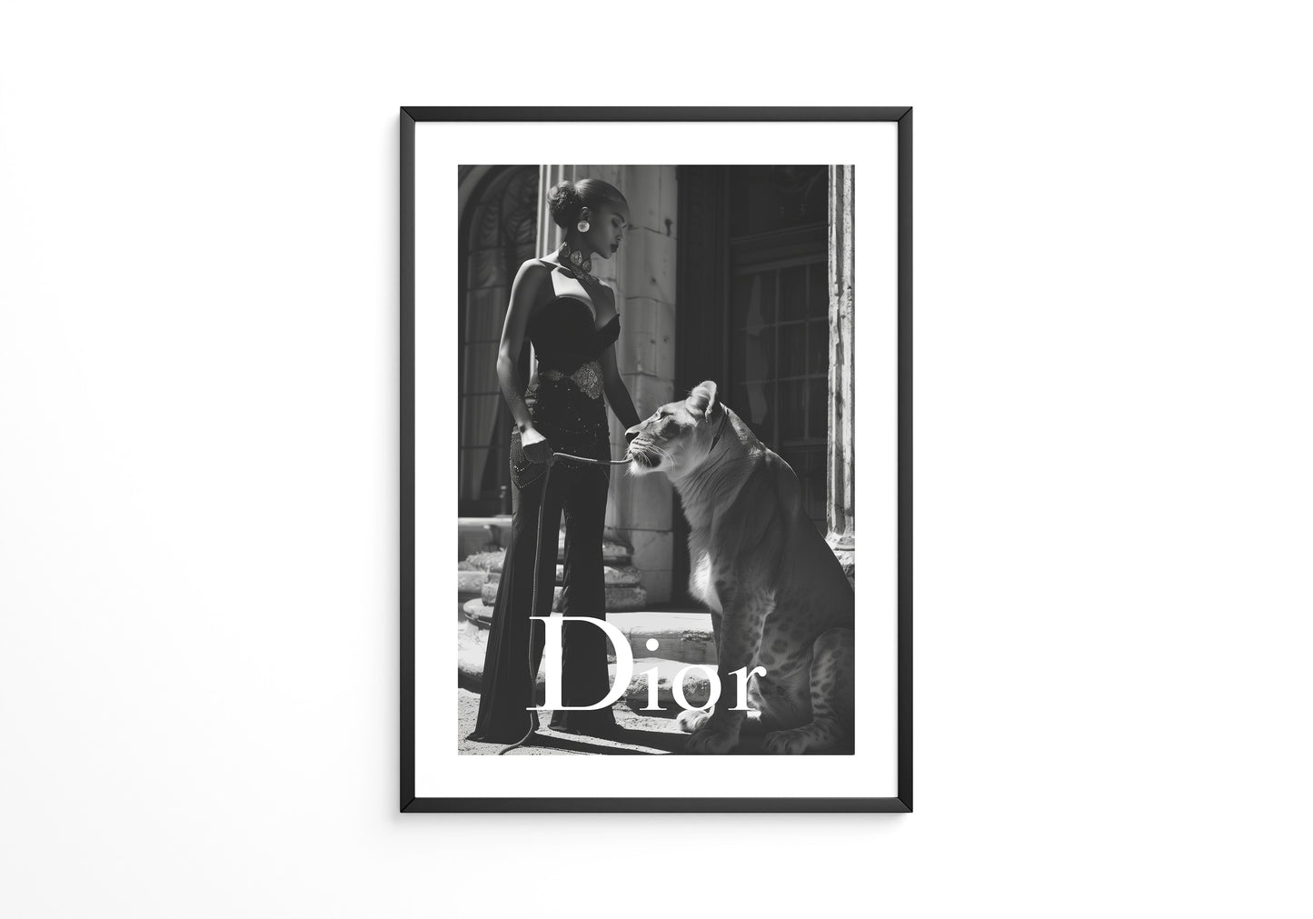 Schwarz-Weiß Eleganz Löwin