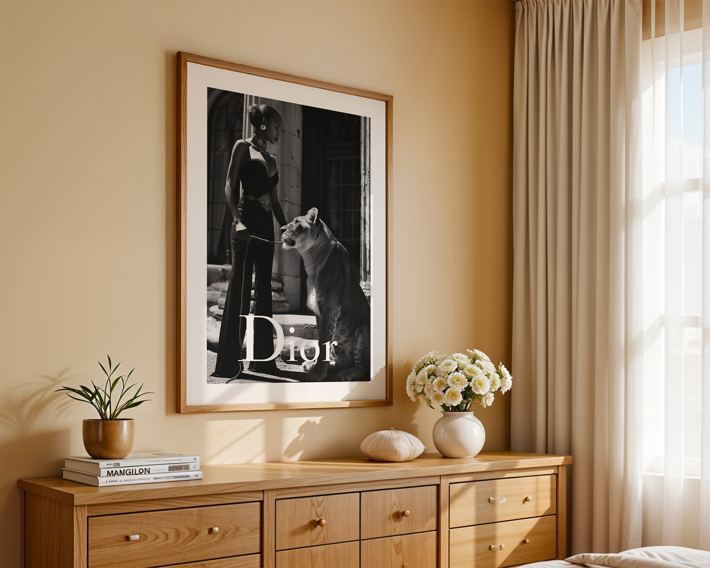 Schwarz-Weiß Eleganz Löwin